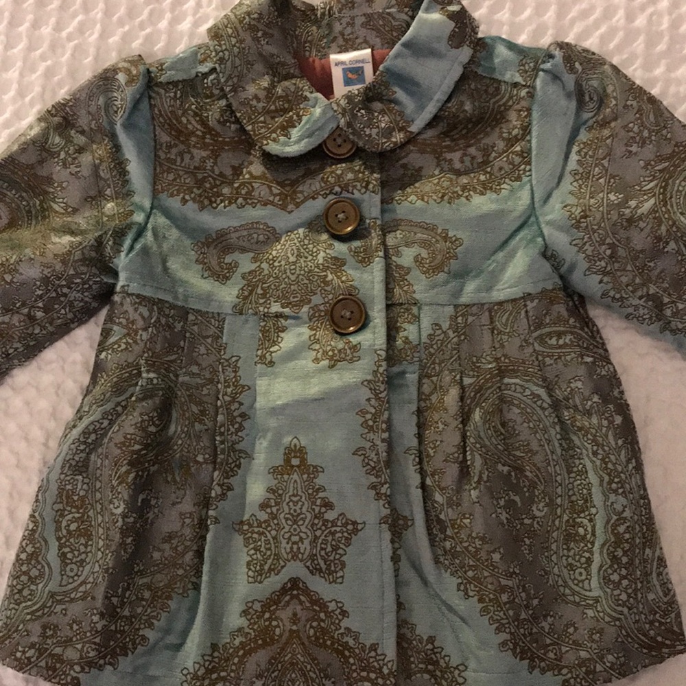 April Cornell Blue Damask Velvet 2T Easter